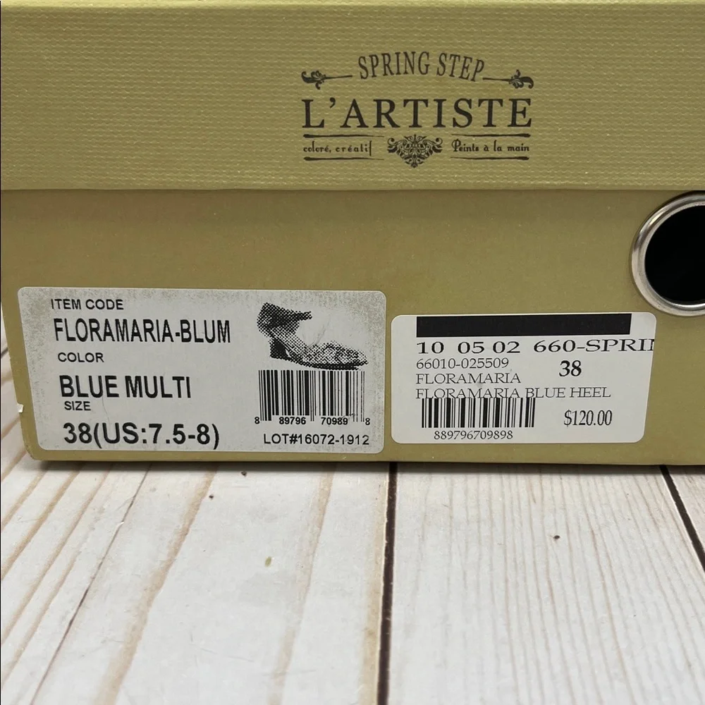 L’ARTISTE heels.Watercolor floral. 2.5” heel. Adjustable strap.Like new. Size 38 - Picture 12 of 12